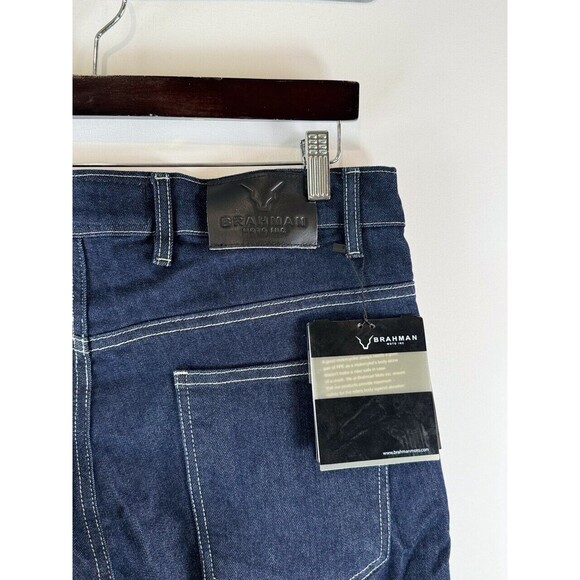 Brahman Mens Jeans Blue Denim Straight Leg Slim Fit Medium Wash Moto Biker 36x32 - Picture 11 of 13